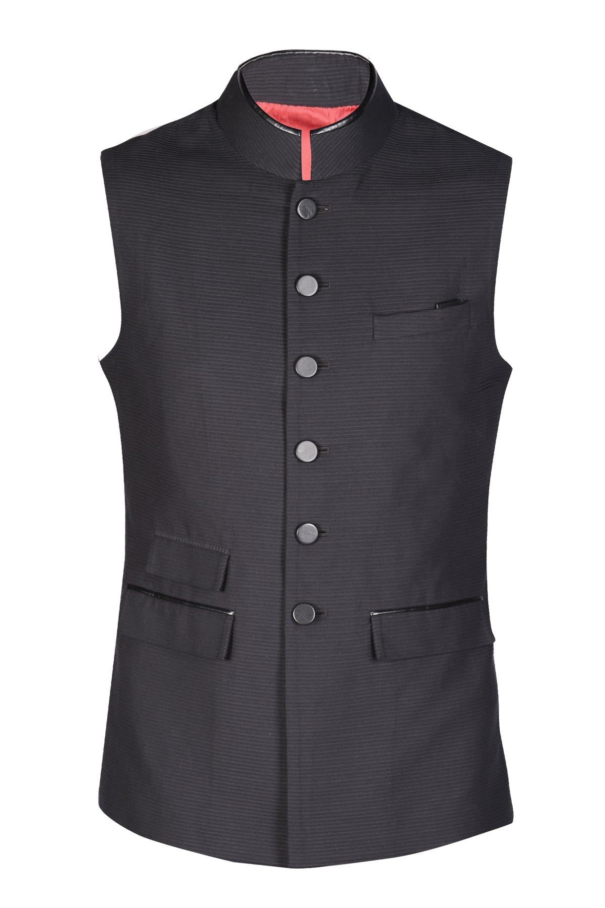 Black Textured Waistcoat