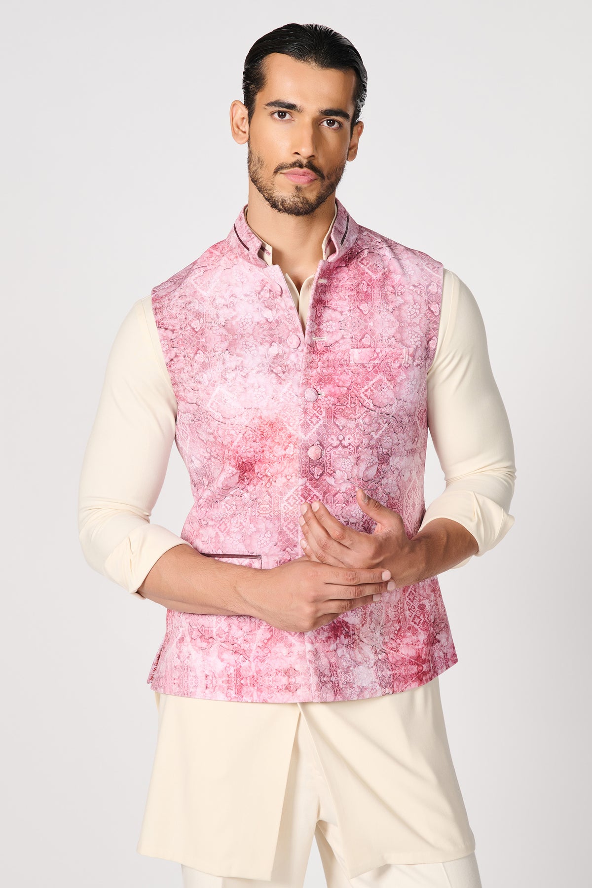 Pink Printed Waistcoat