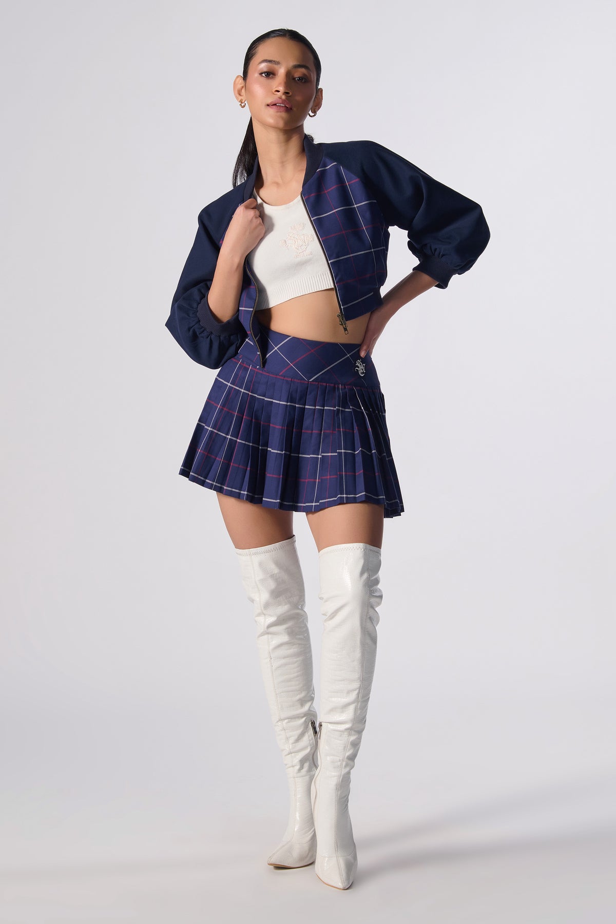 SNCC Plaid Crop Varsity