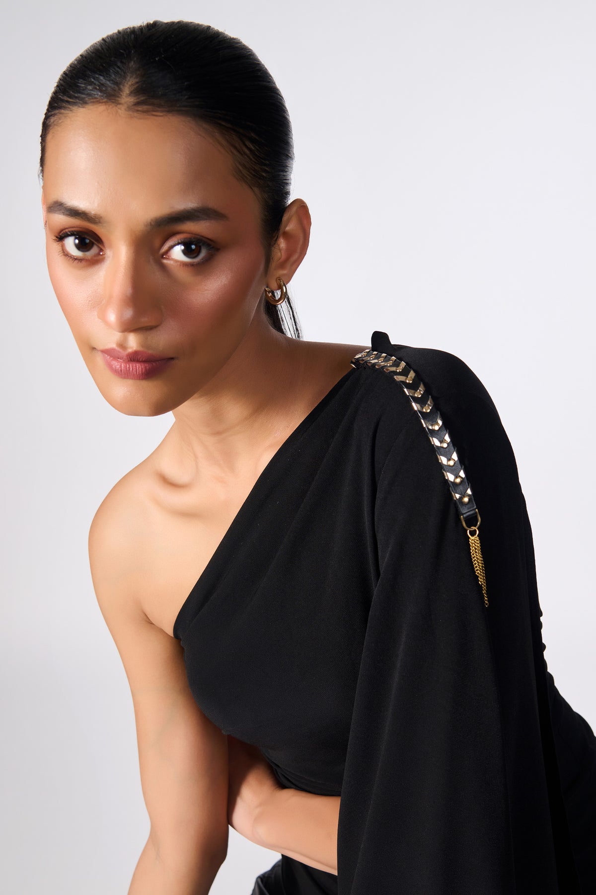 Black Drape-Sleeve Top