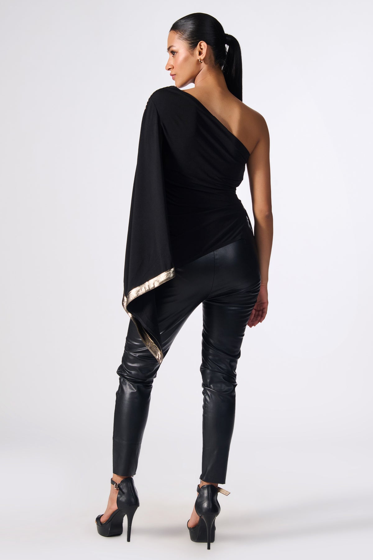Black Drape-Sleeve Top