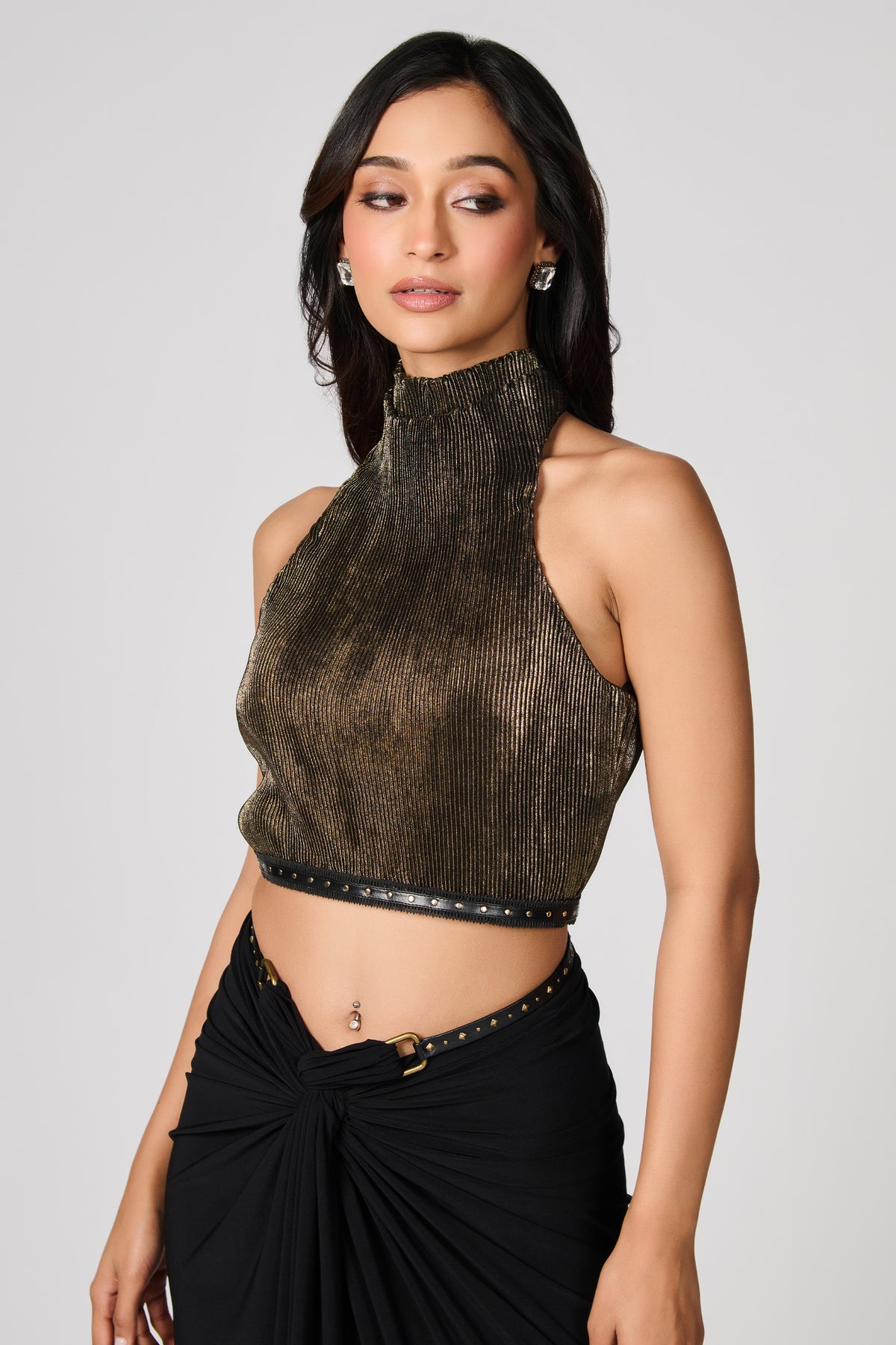 Raised Neck Crop Top