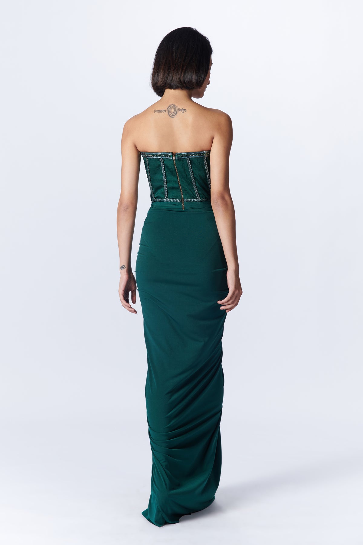 Emerald Corset Saree Gown