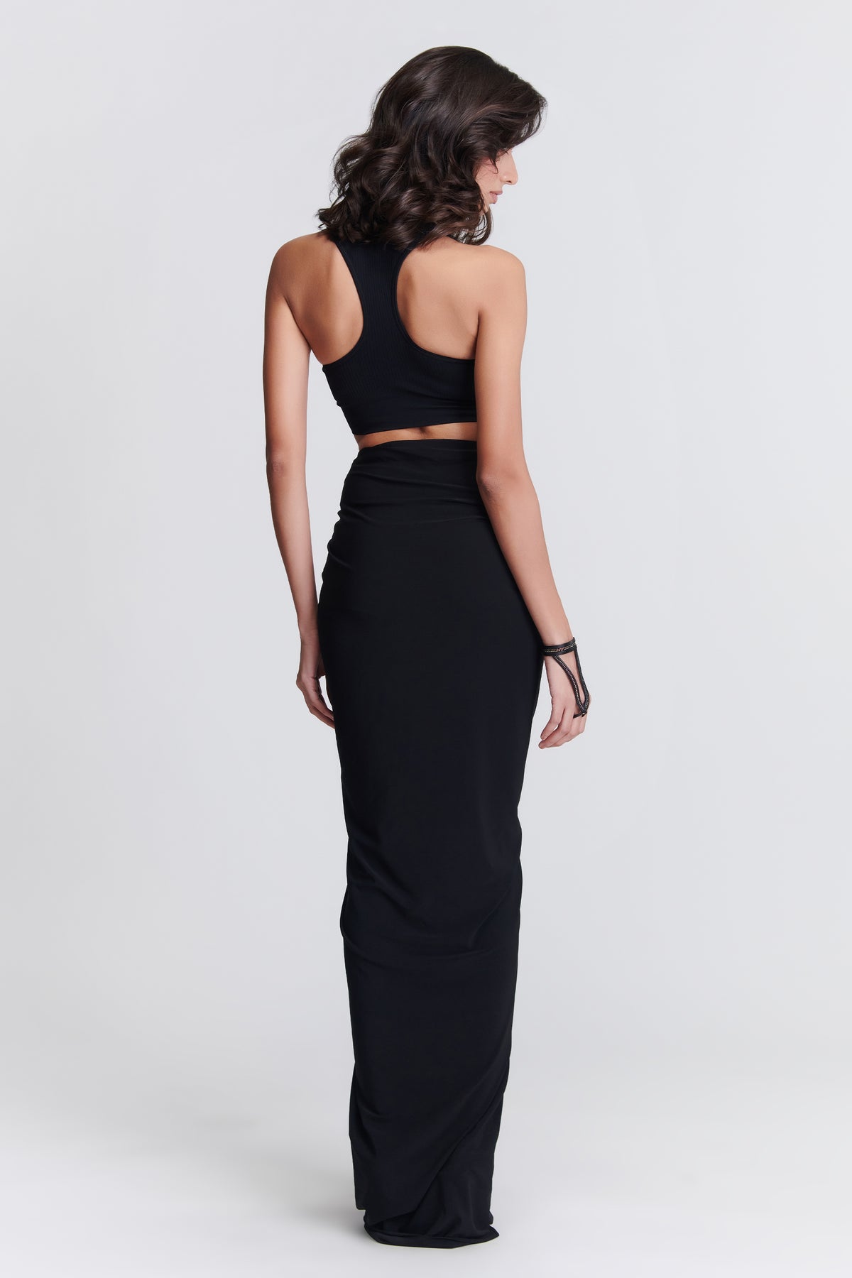 Black Twisted Drape Skirt