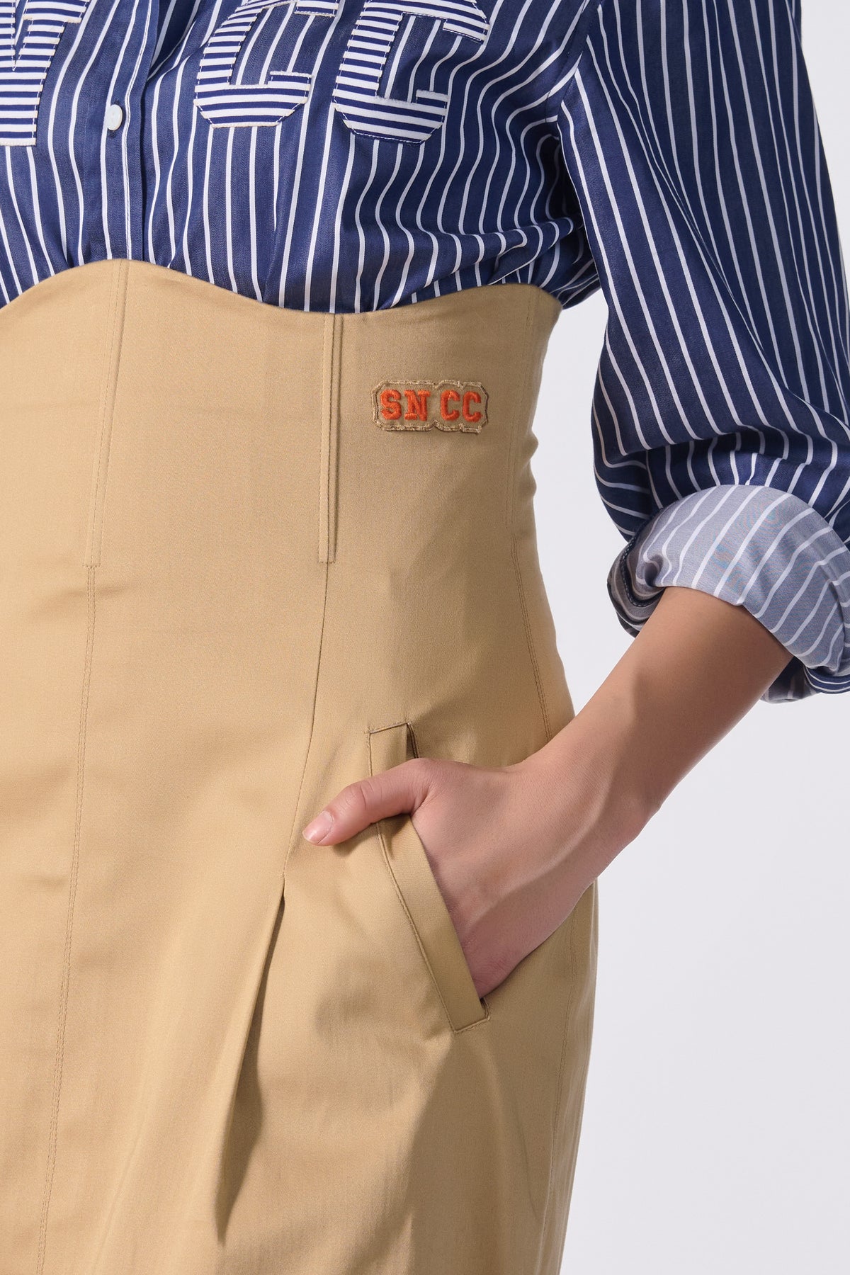 SNCC Beige Corseted Skirt