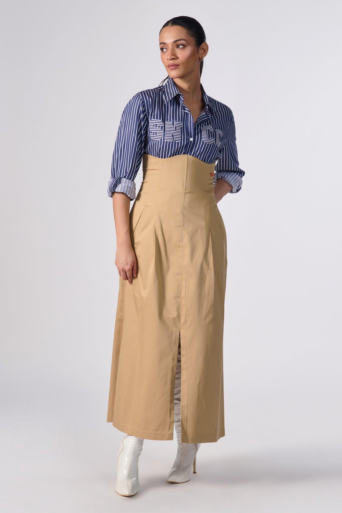 SNCC Beige Corseted Skirt