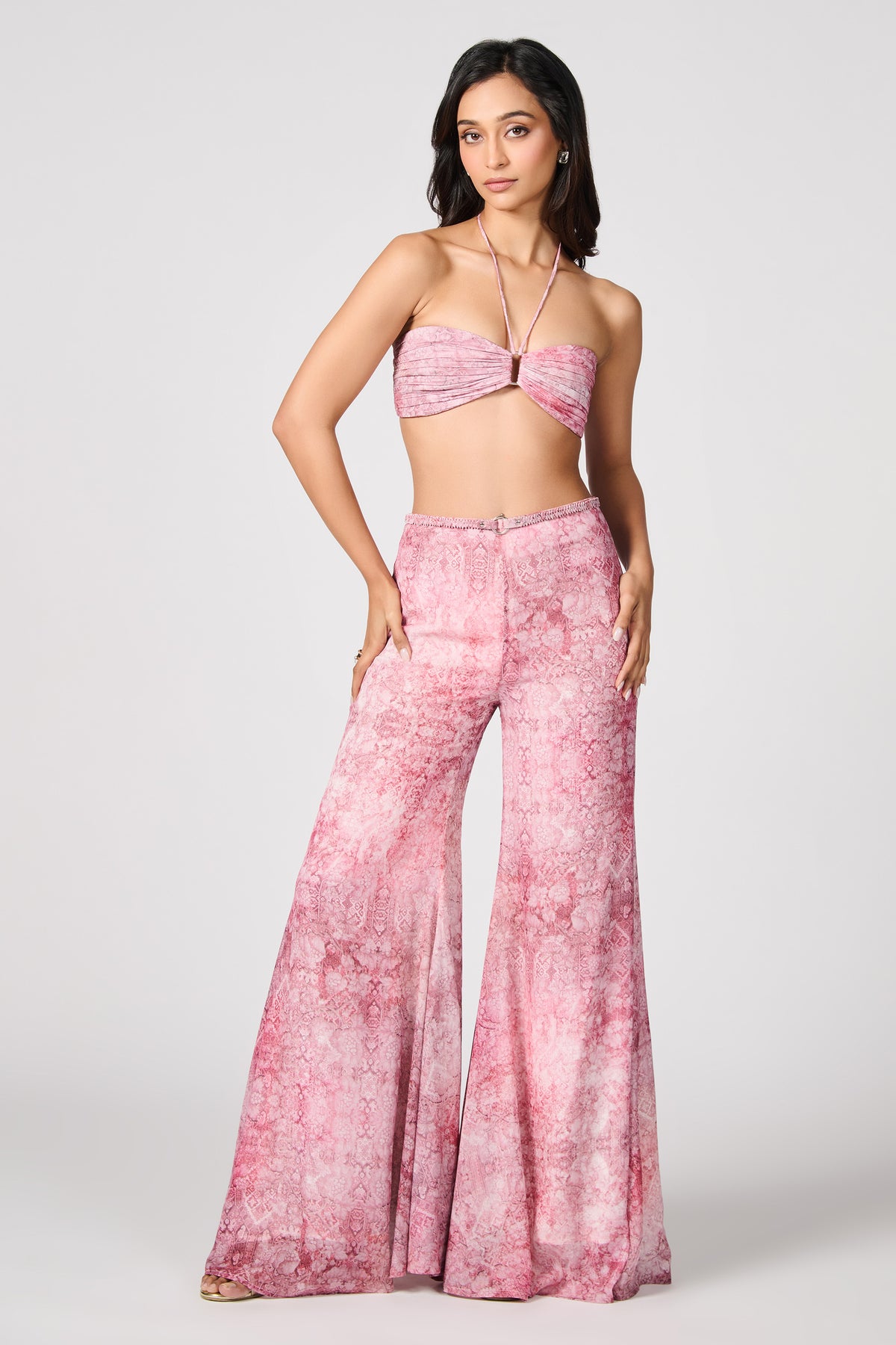Printed Retro Flared Trousers