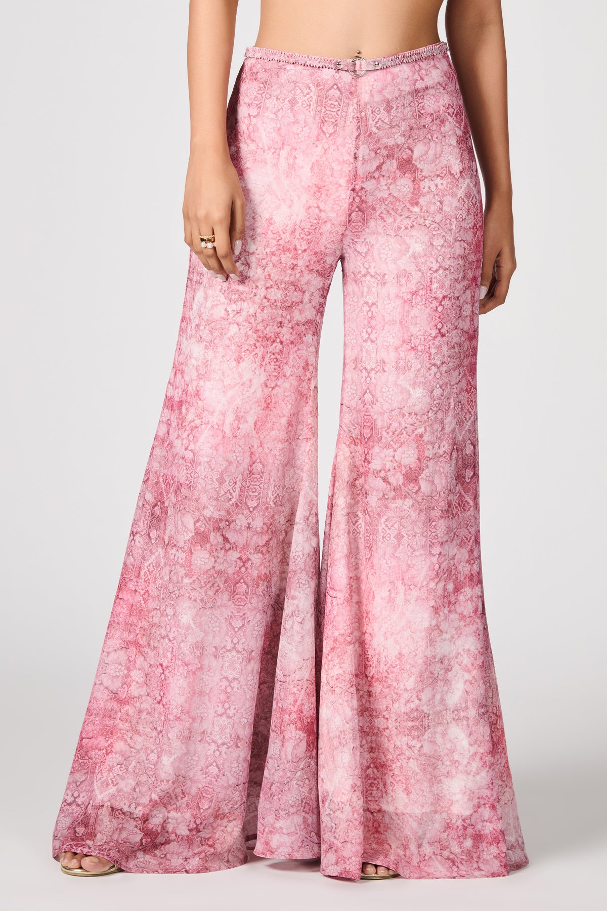 Printed Retro Flared Trousers