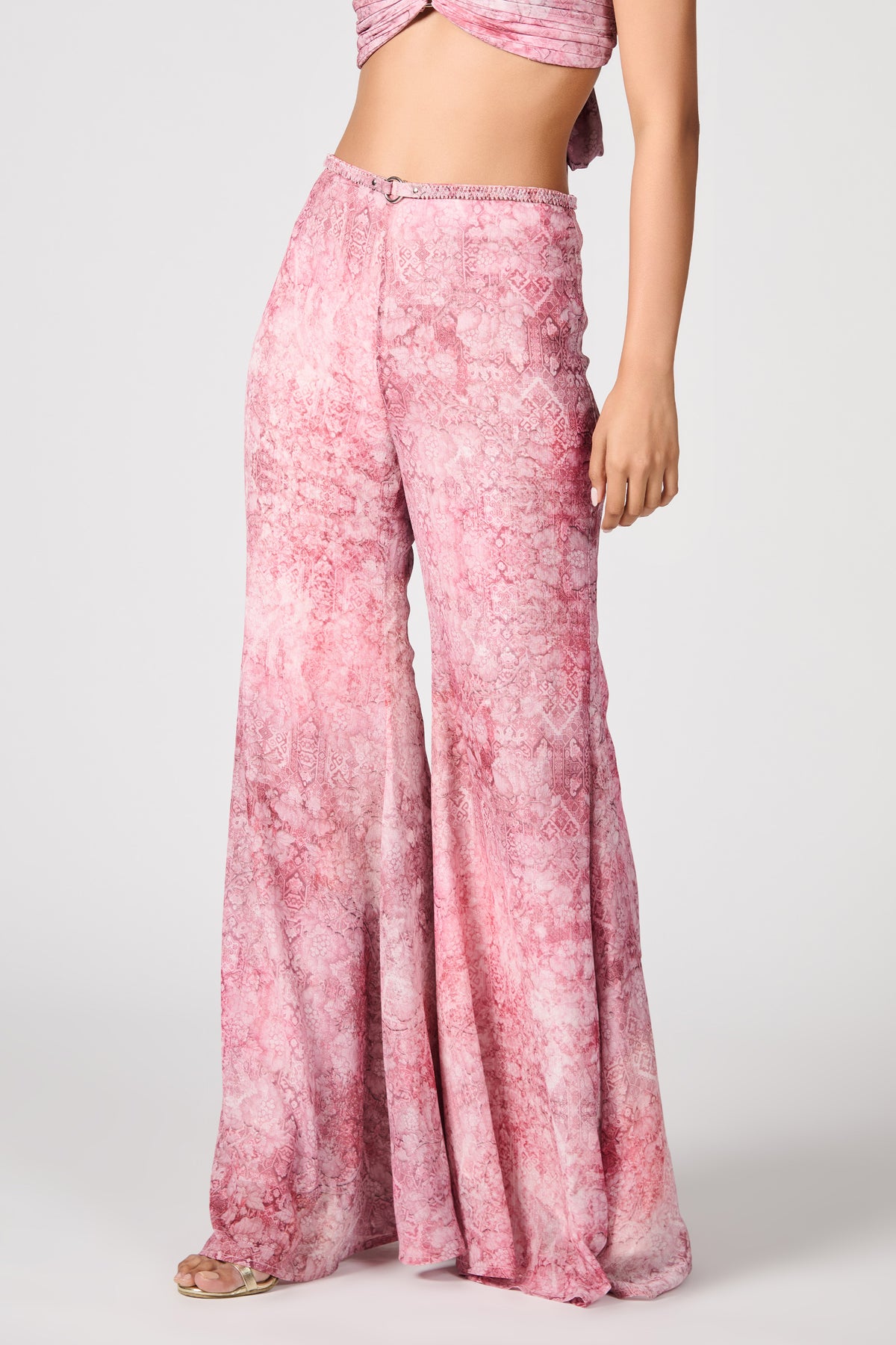 Printed Retro Flared Trousers