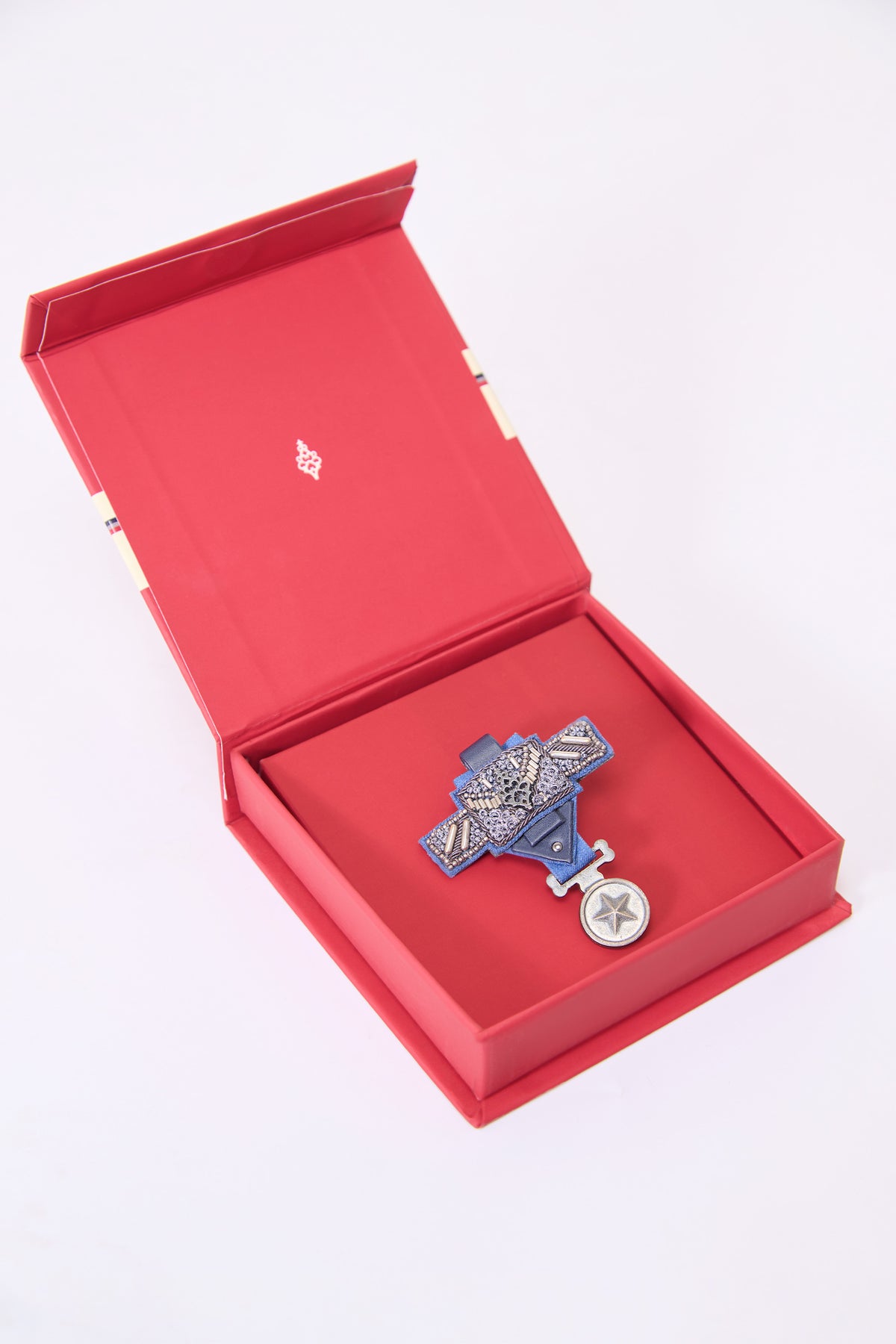 Navy Embroidered Star Brooch