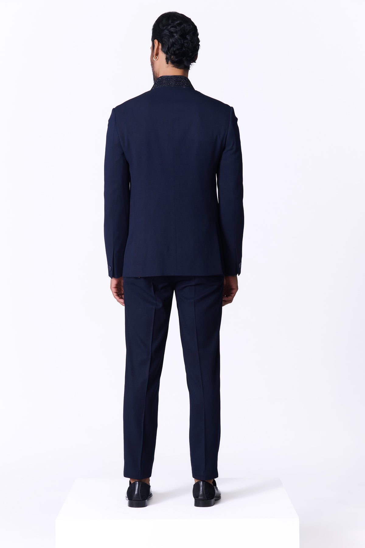 Navy Bandhgala with Swarovski Detailing.