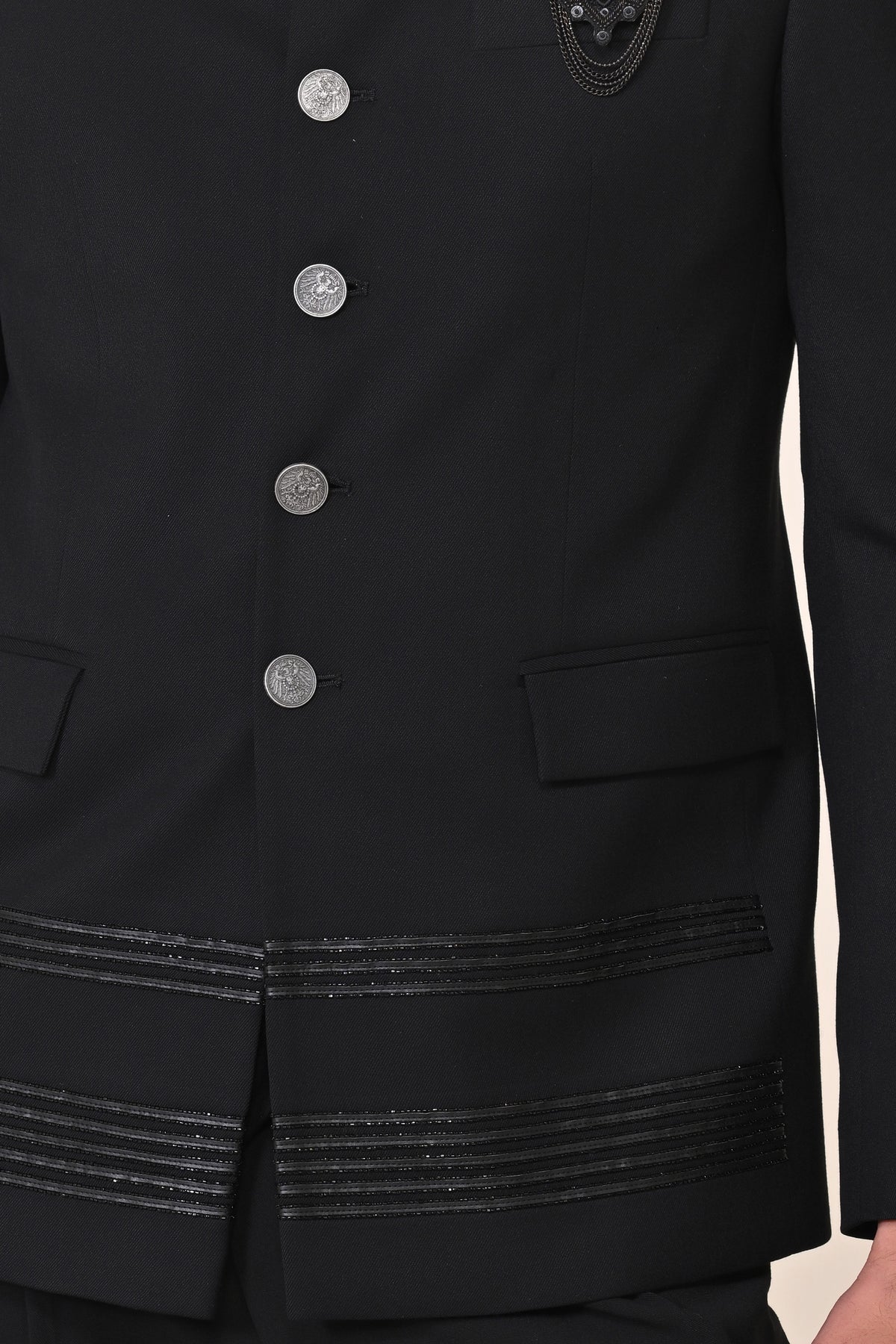 Black Bandhgala with Swarovski Detailing