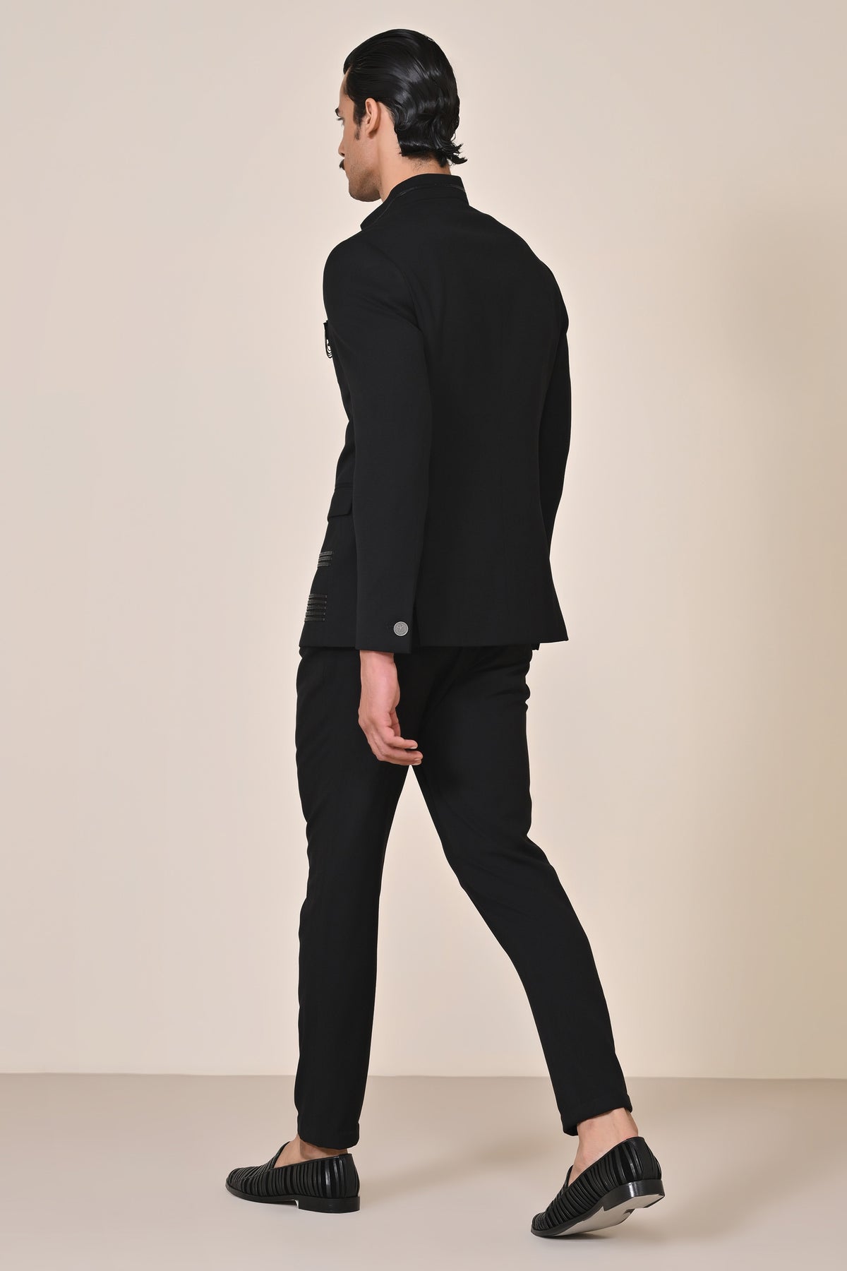 Black Bandhgala with Swarovski Detailing