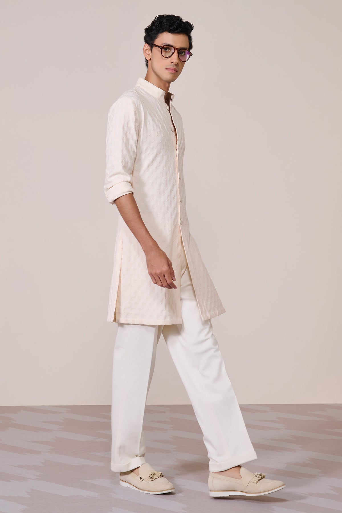 Navy Adamas Embroidered Kurta