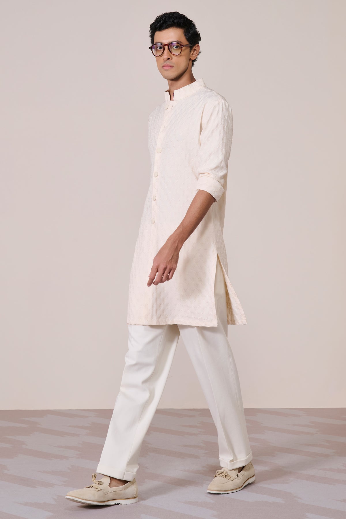 Navy Adamas Embroidered Kurta