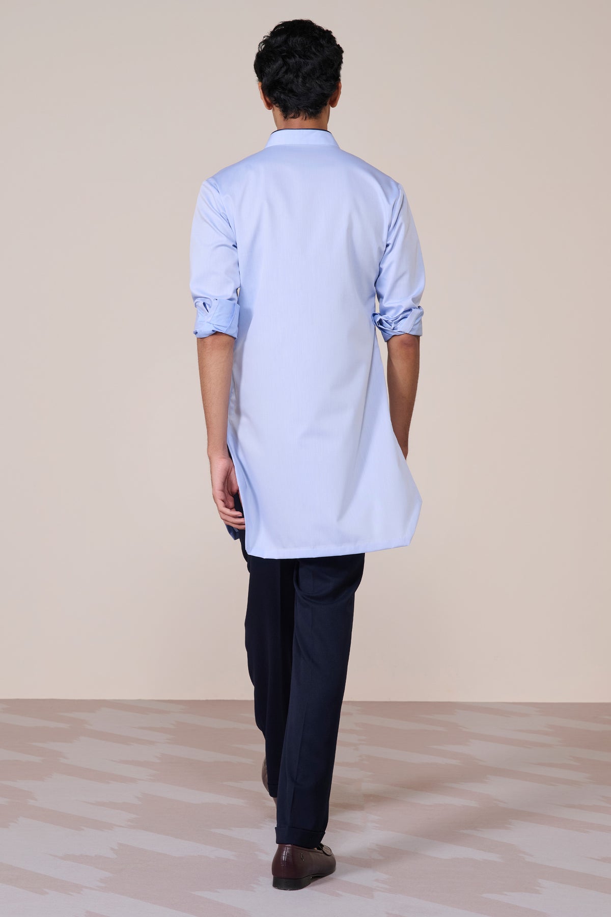 Light Blue Cotton Crested Kurta