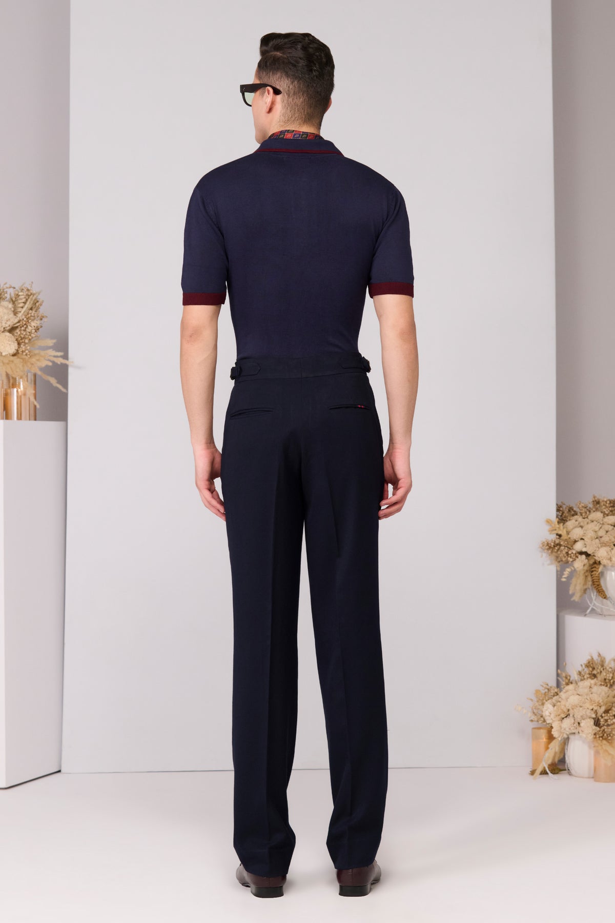 Navy Nylon Crested Polo