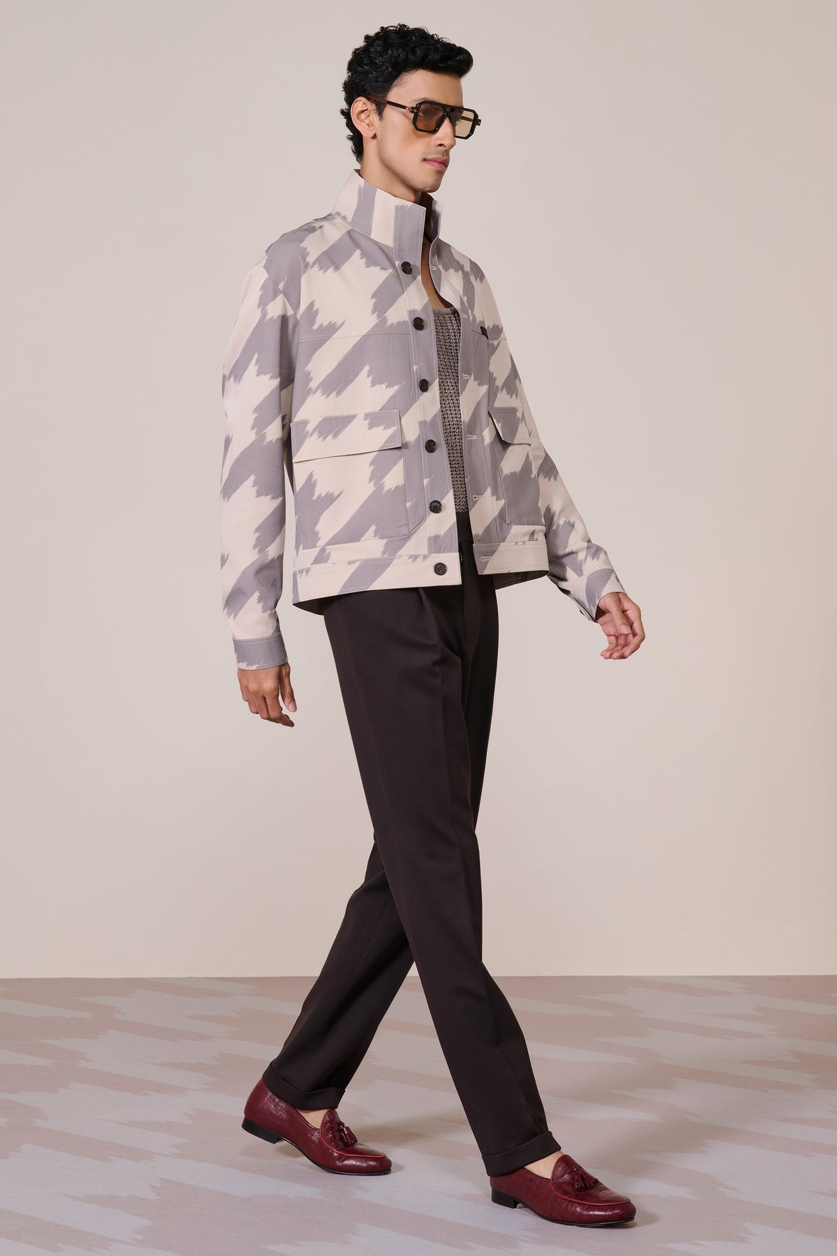 Funnel Neck Printed Layering