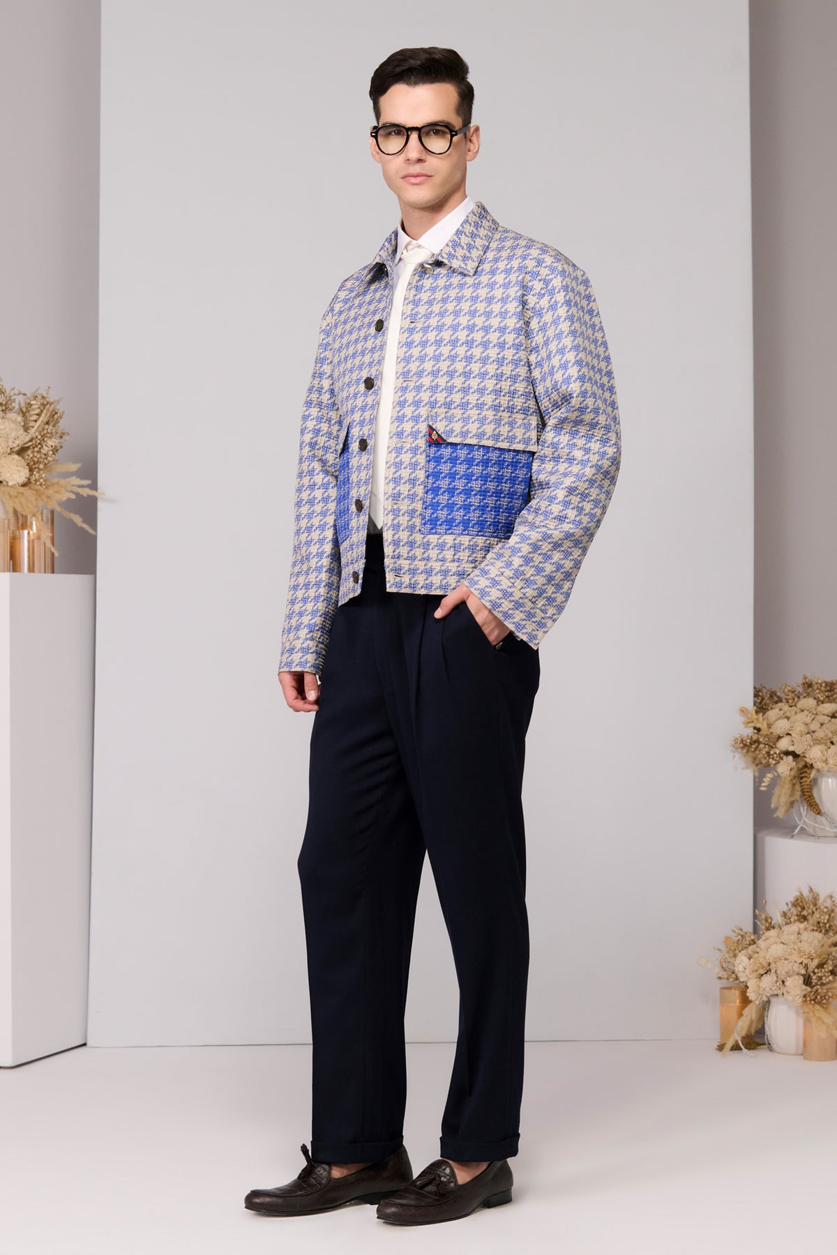 Blue Houndstooth Layering