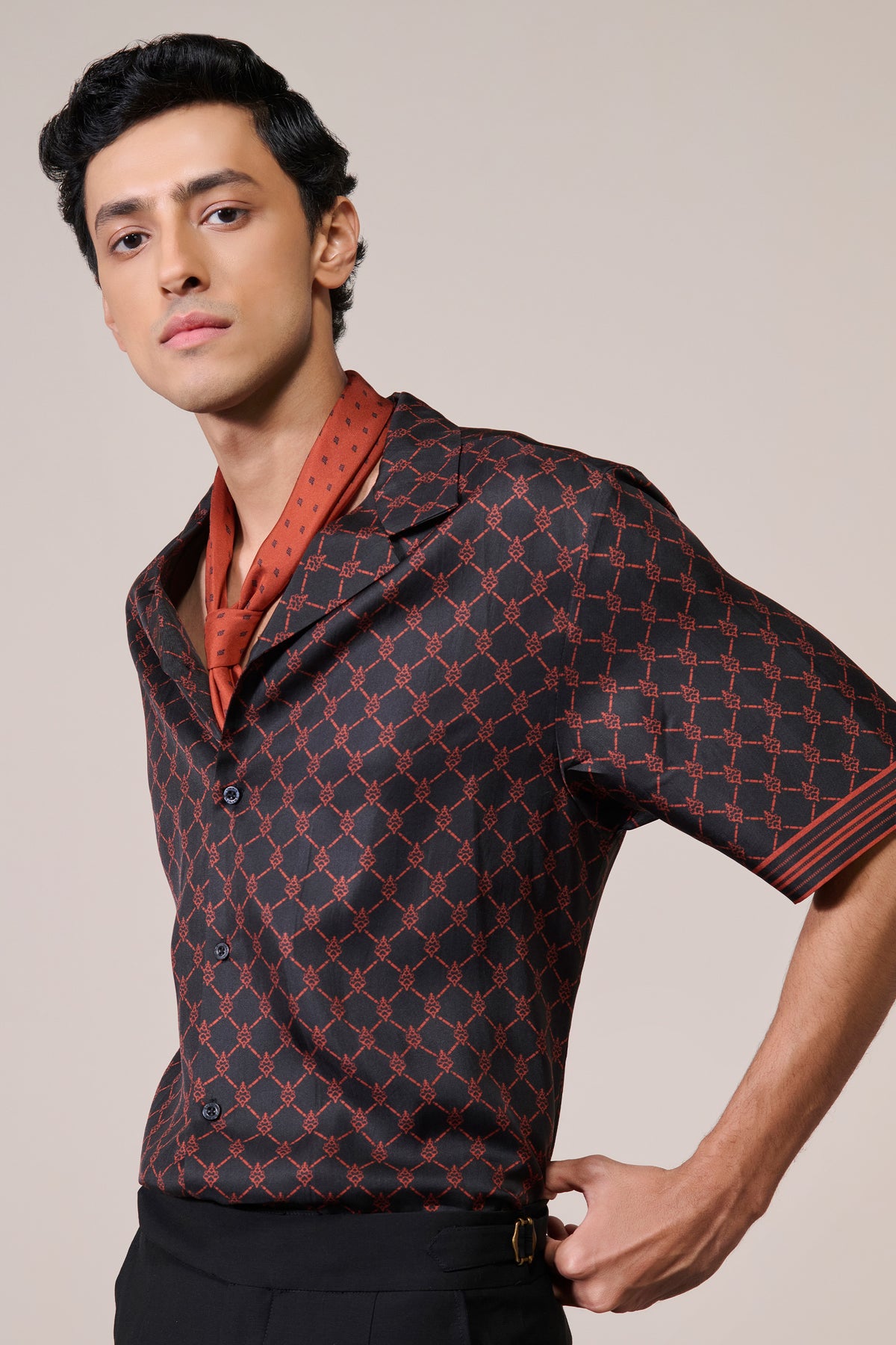 Black Adamas Twill Silk Shirt