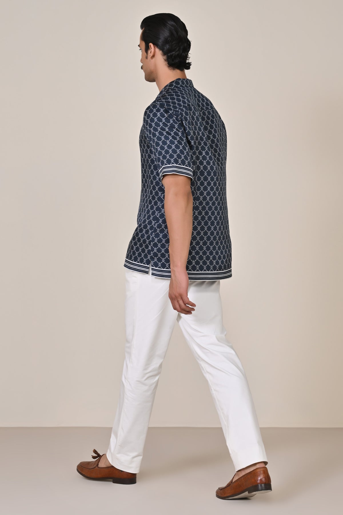 Navy Twill Silk Adamas Shirt