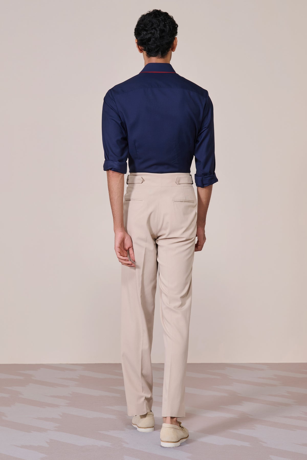 Concealed Placket Navy Shirt