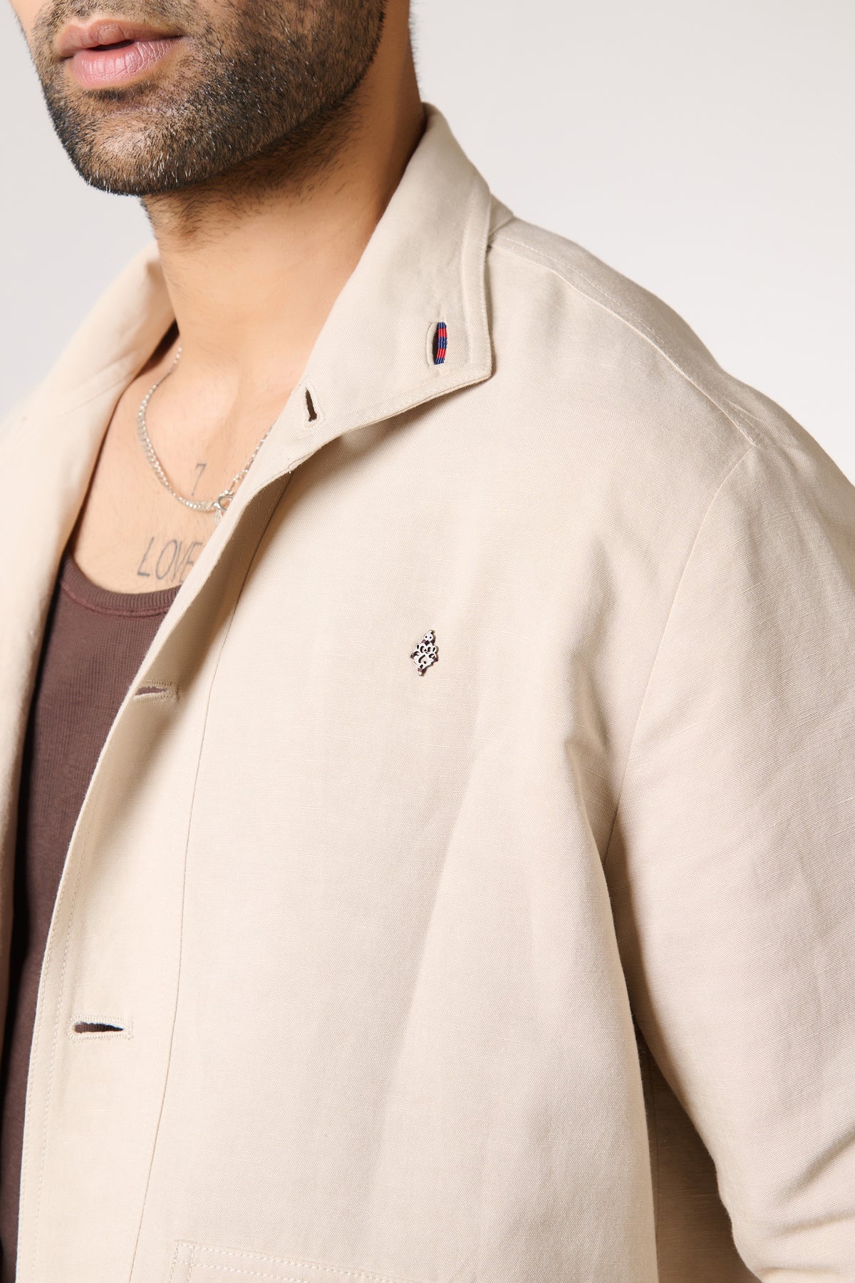 Ecru Linen Utility Shacket