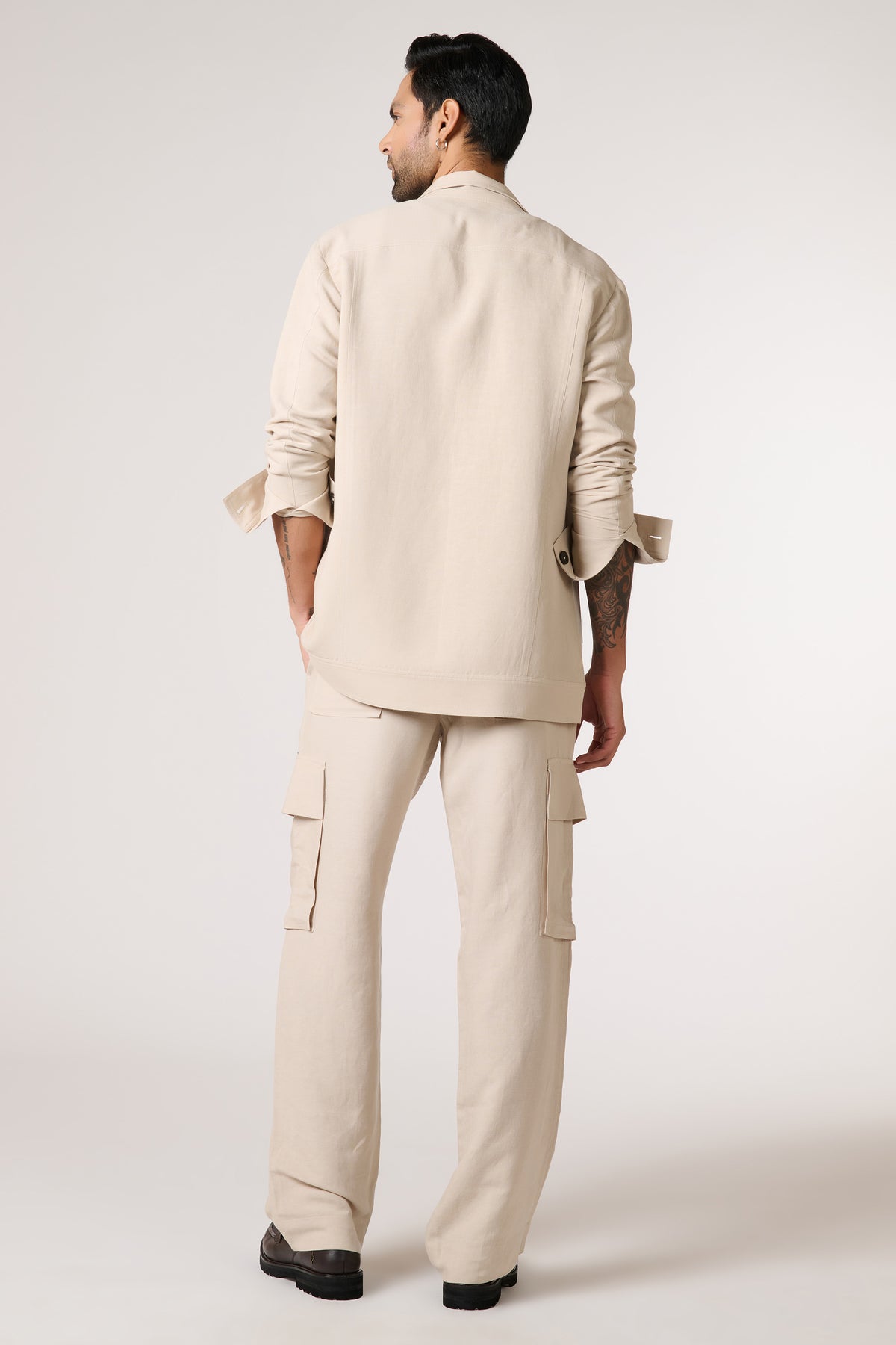 Ecru Linen Utility Shacket
