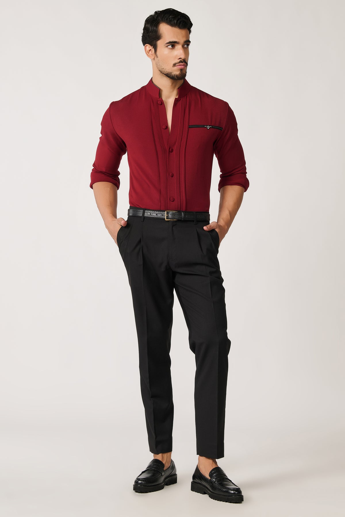 Cherry Band Collar Shirt