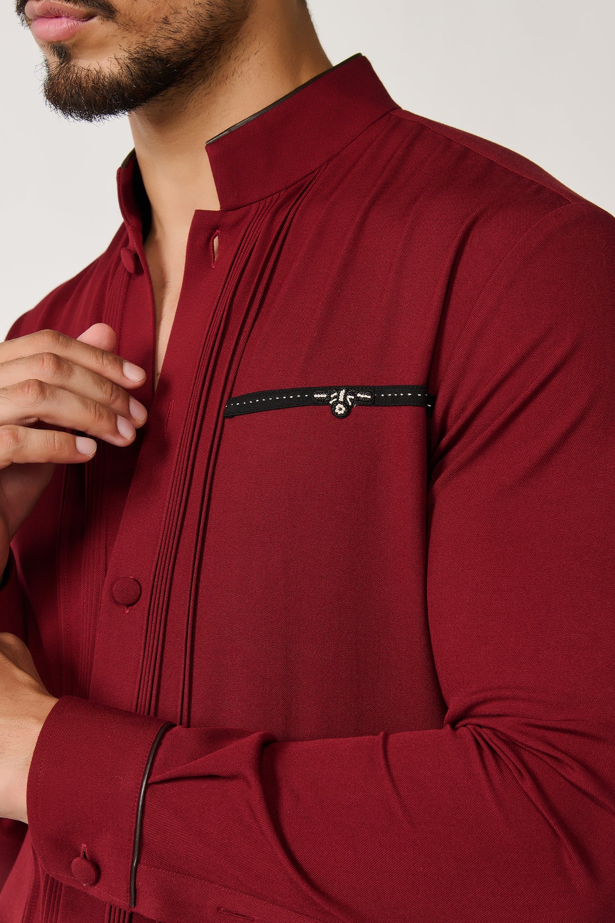 Cherry Band Collar Shirt