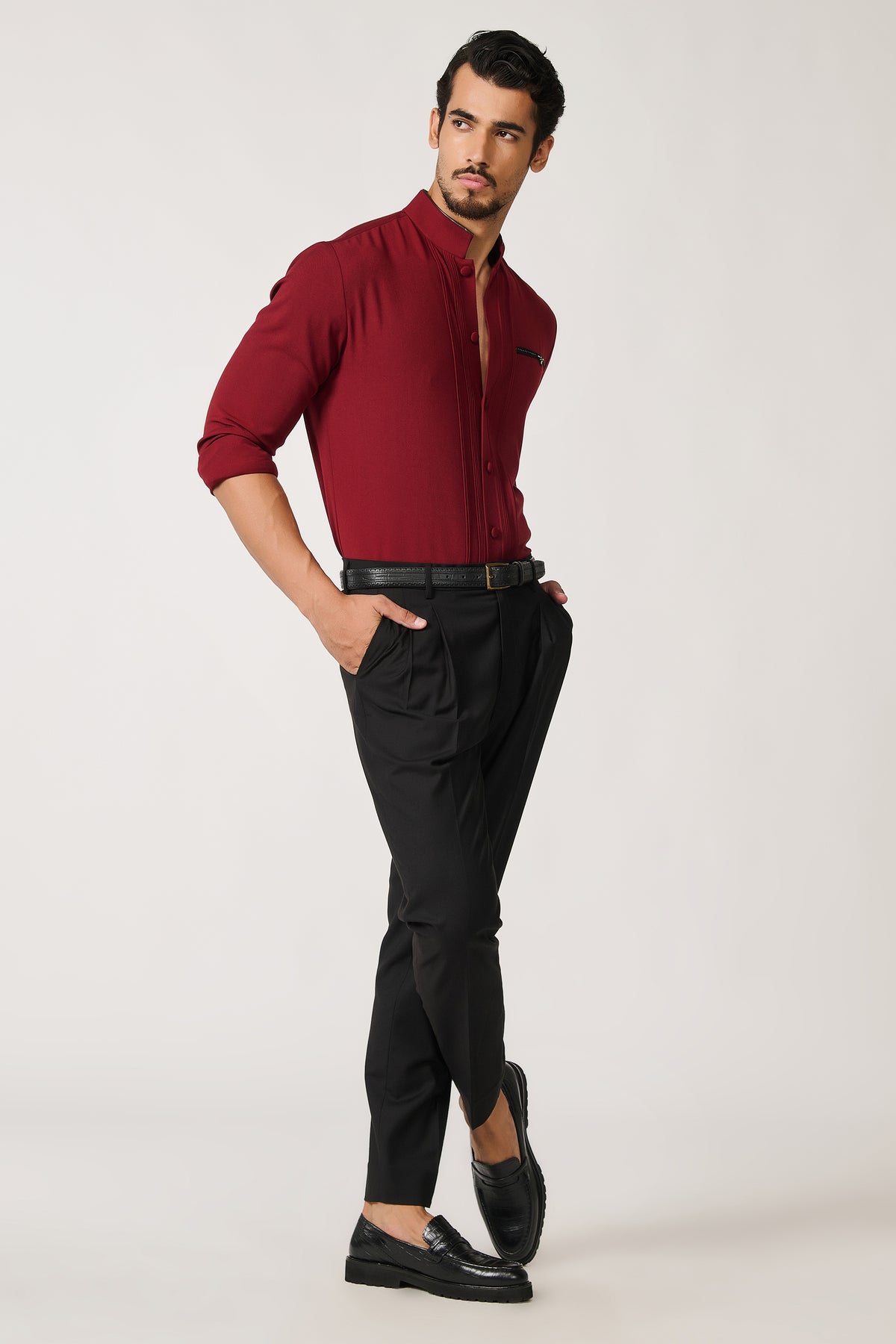 Cherry Band Collar Shirt