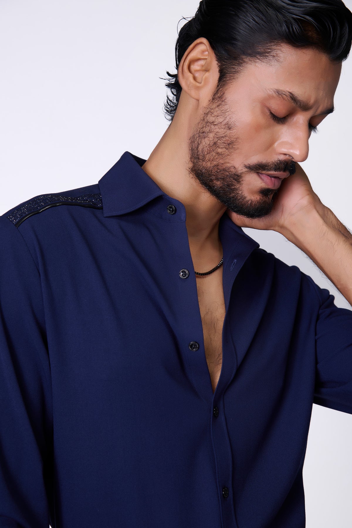 * Navy Shirt With intricate details
