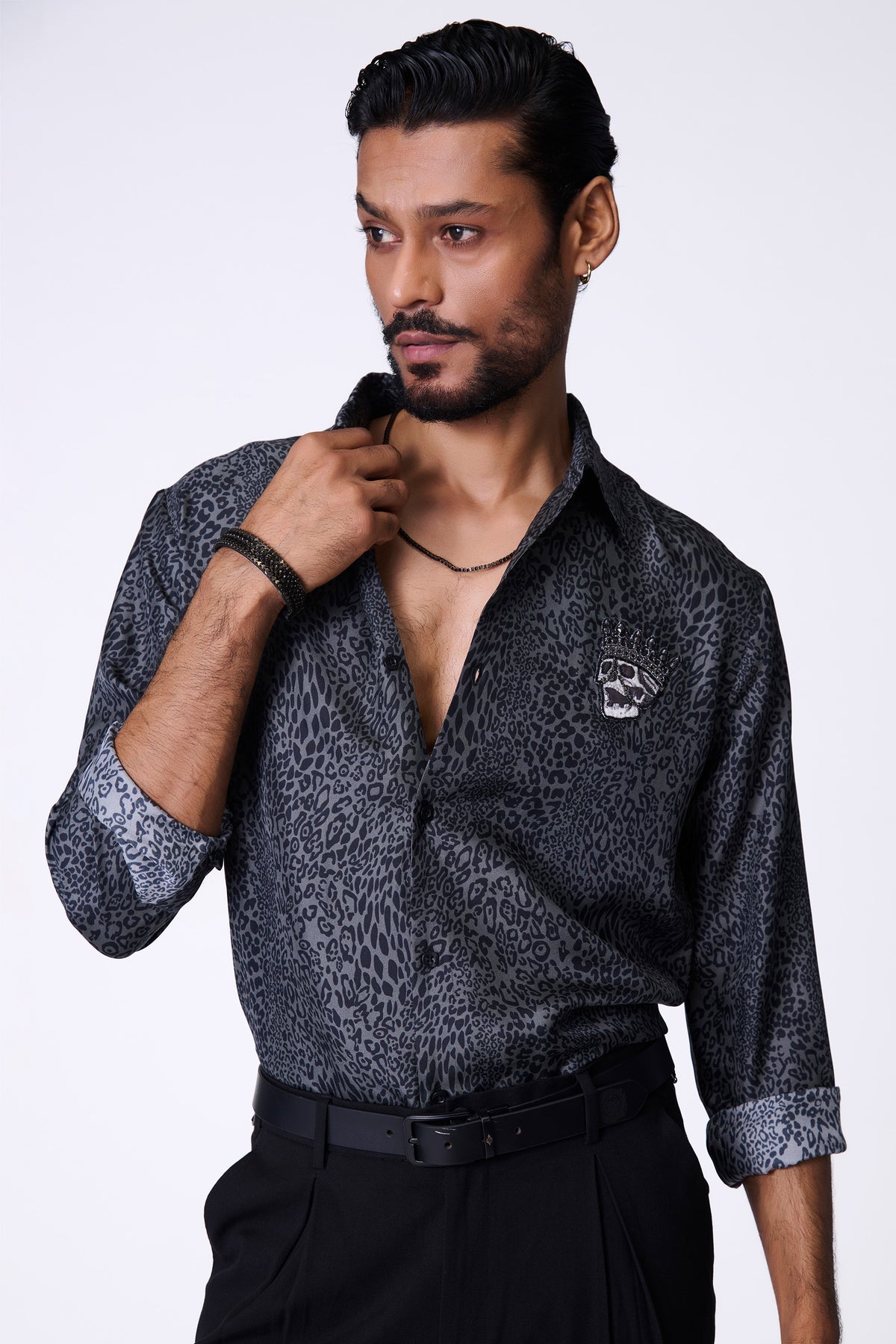 Grey Leopard Print Shirt