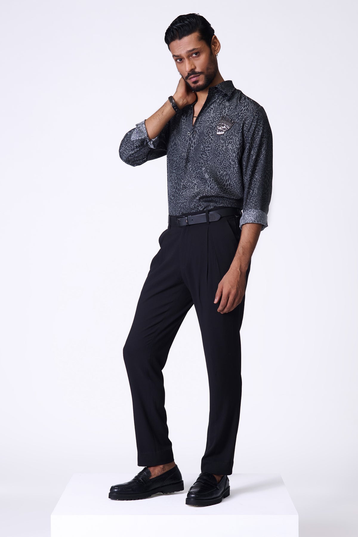 Grey Leopard Print Shirt