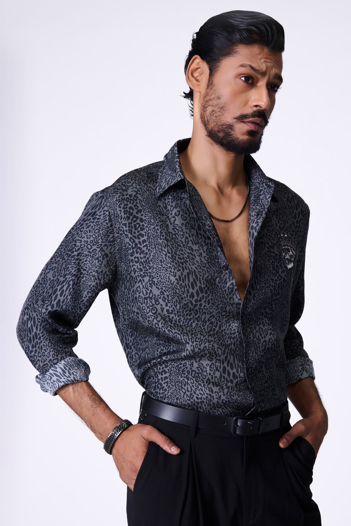 Grey Leopard Print Shirt