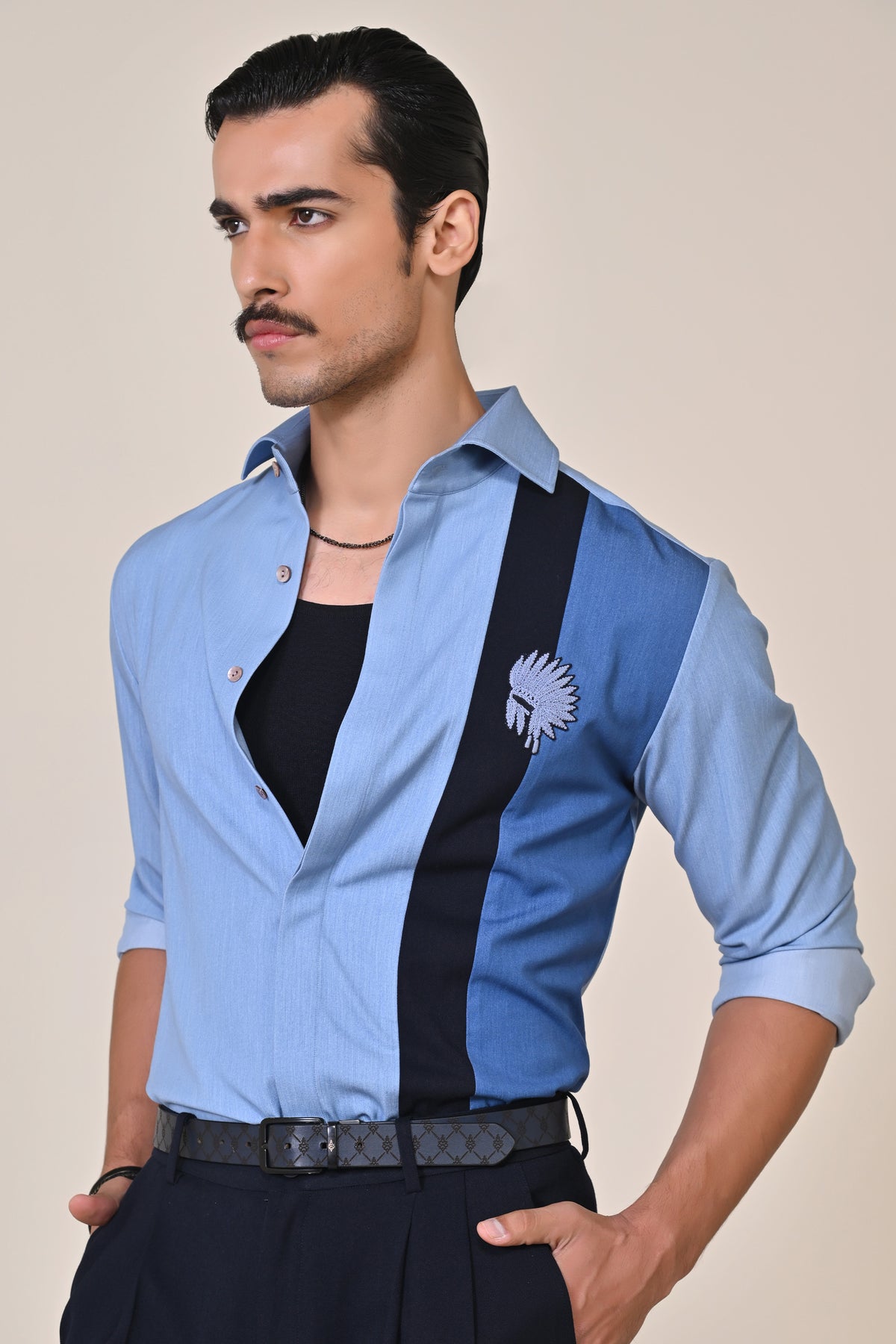 Eagle Crested Colour Block Shirt