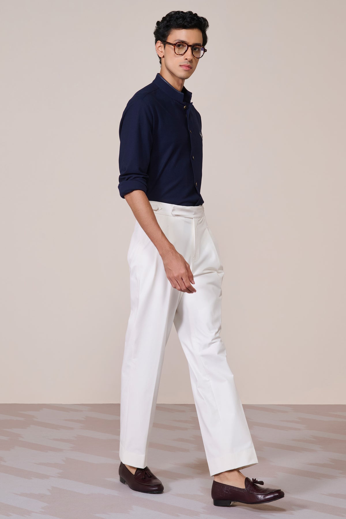 Navy Cotton Crested Shirt