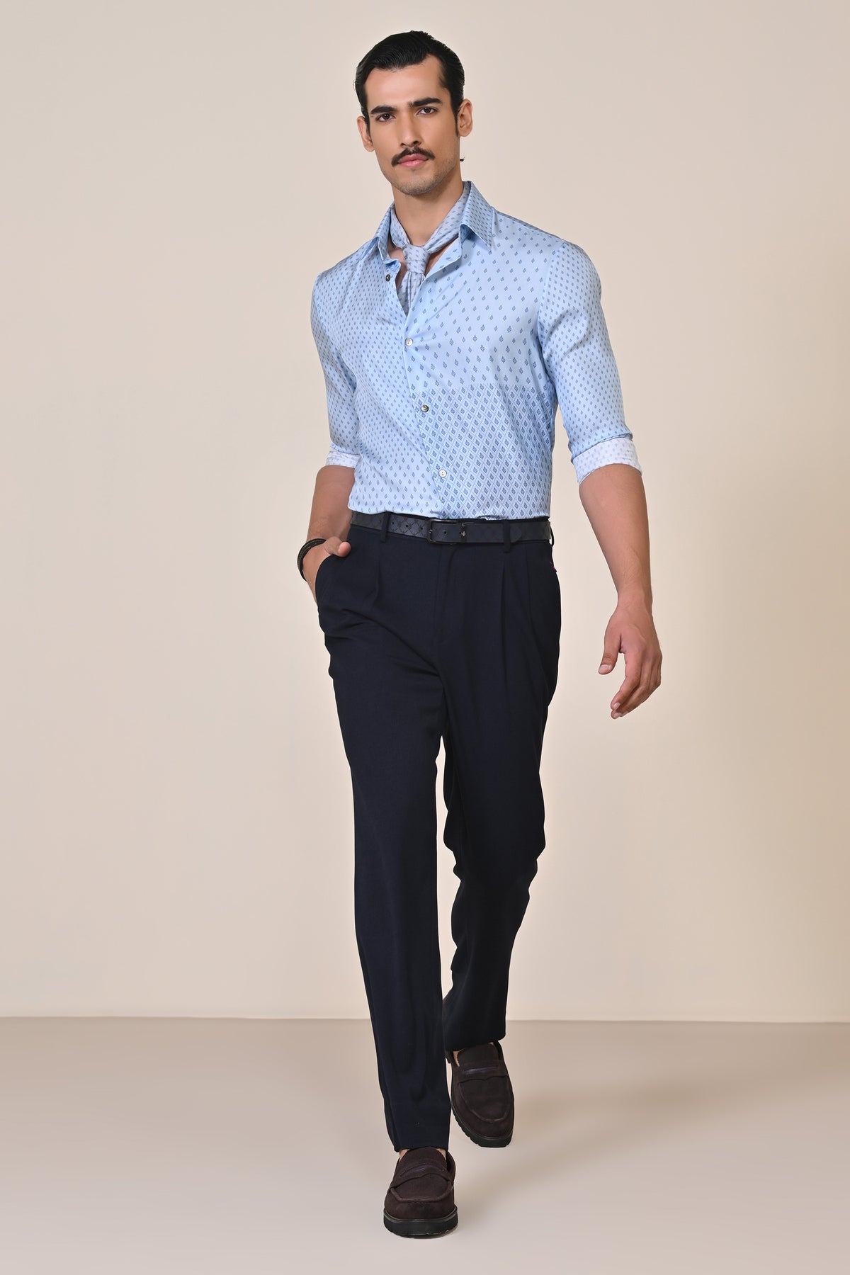 Light Blue Silk Twill Adamas Shirt
