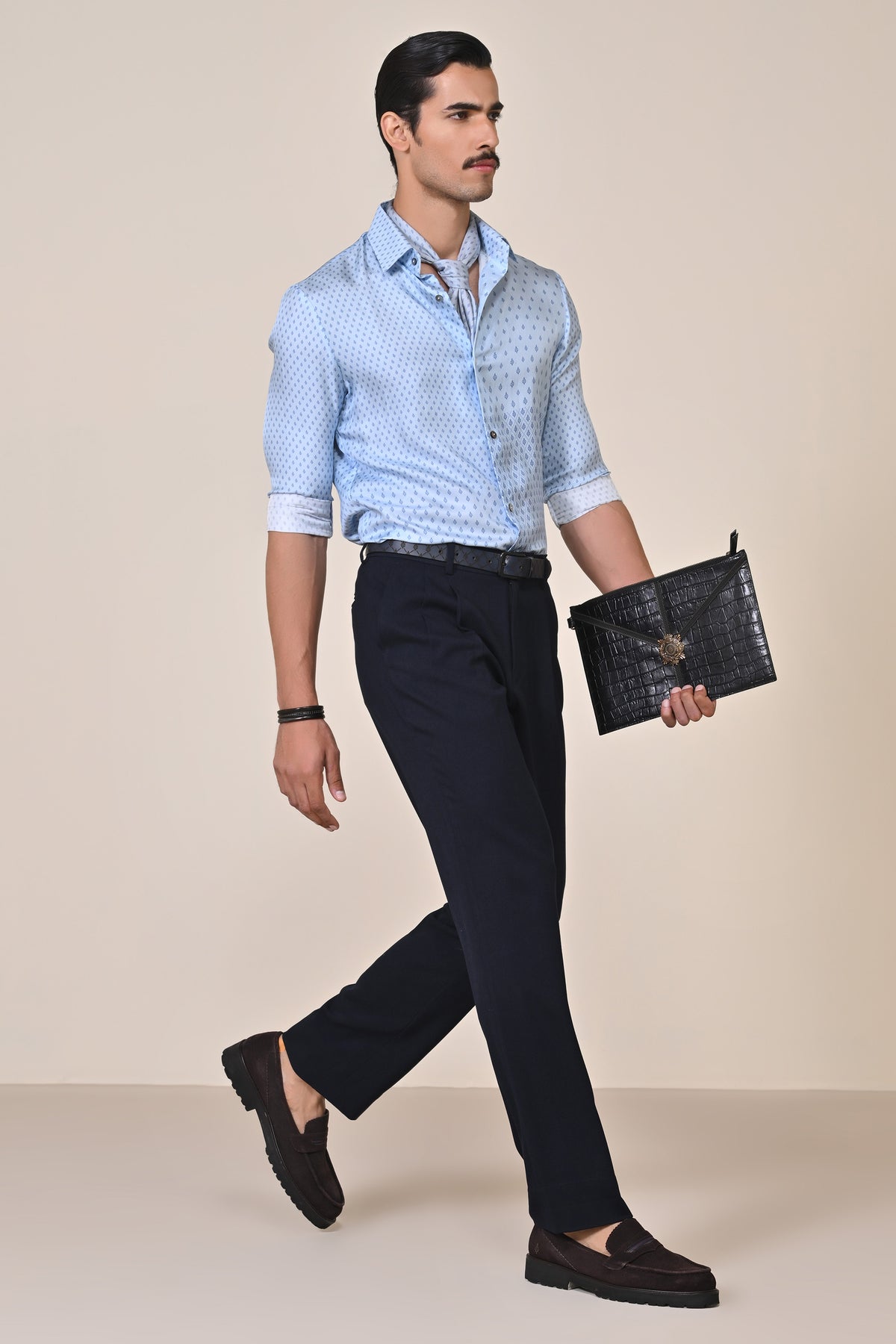 Light Blue Silk Twill Adamas Shirt