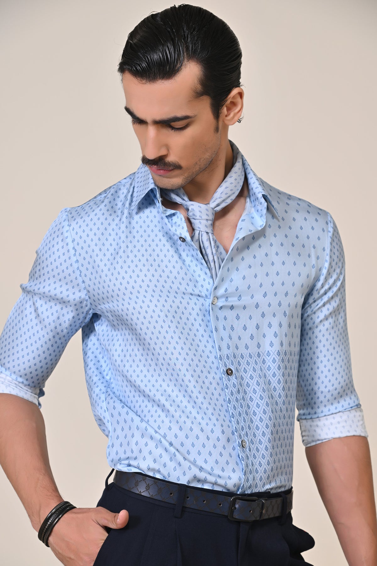Light Blue Silk Twill Adamas Shirt
