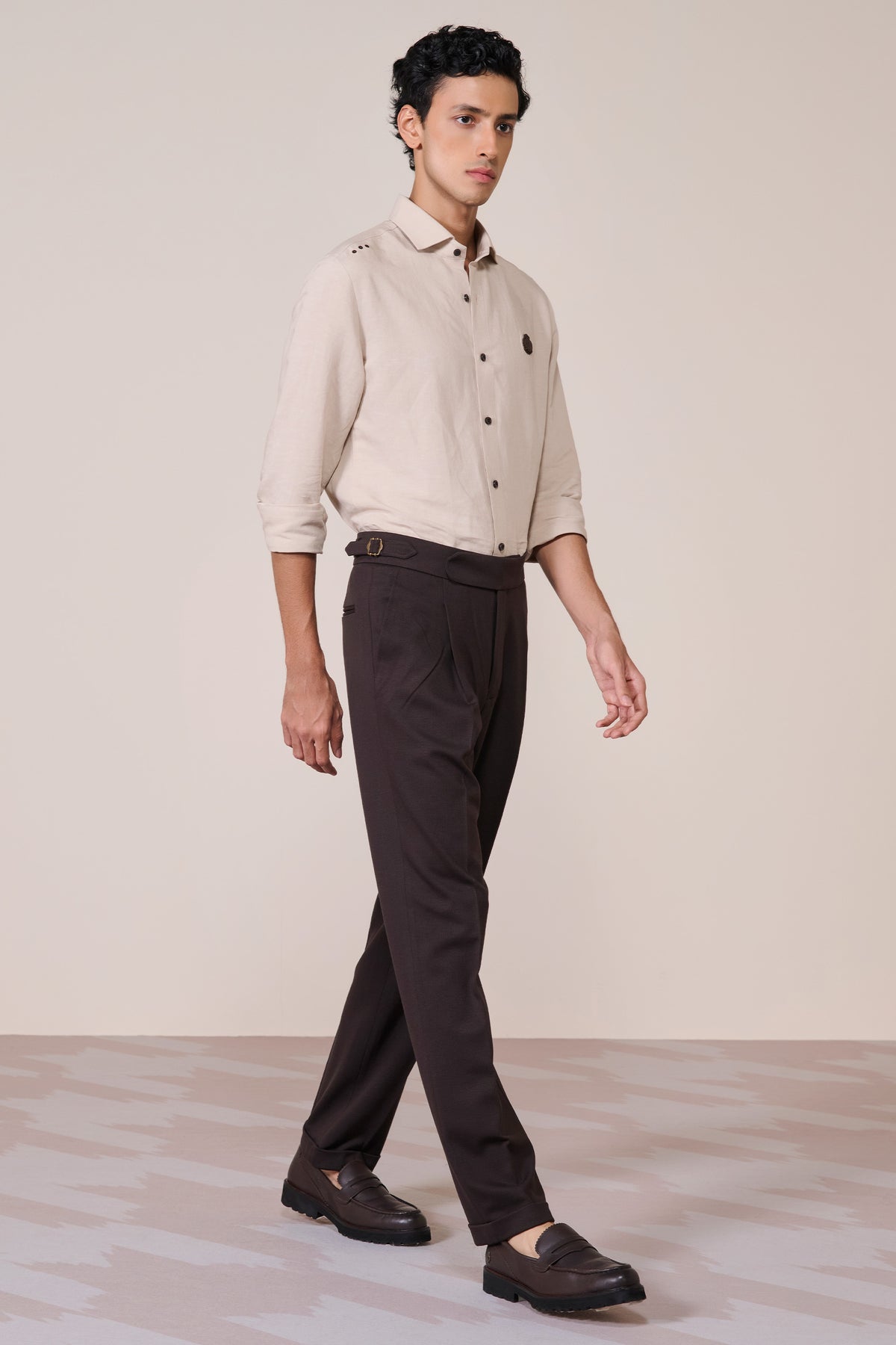Ecru Linen Crested Shirt