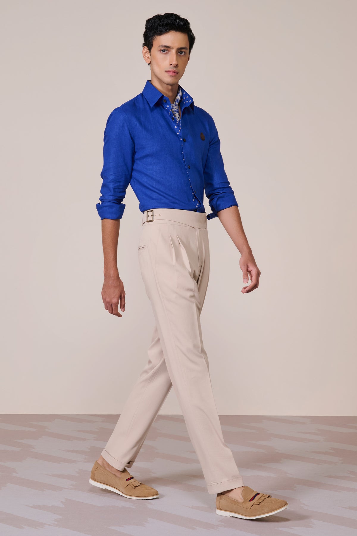 Racer Blue Linen Crest Shirt