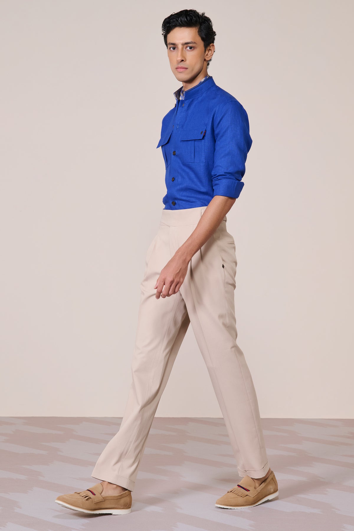 Racer Blue Utility Linen Shirt