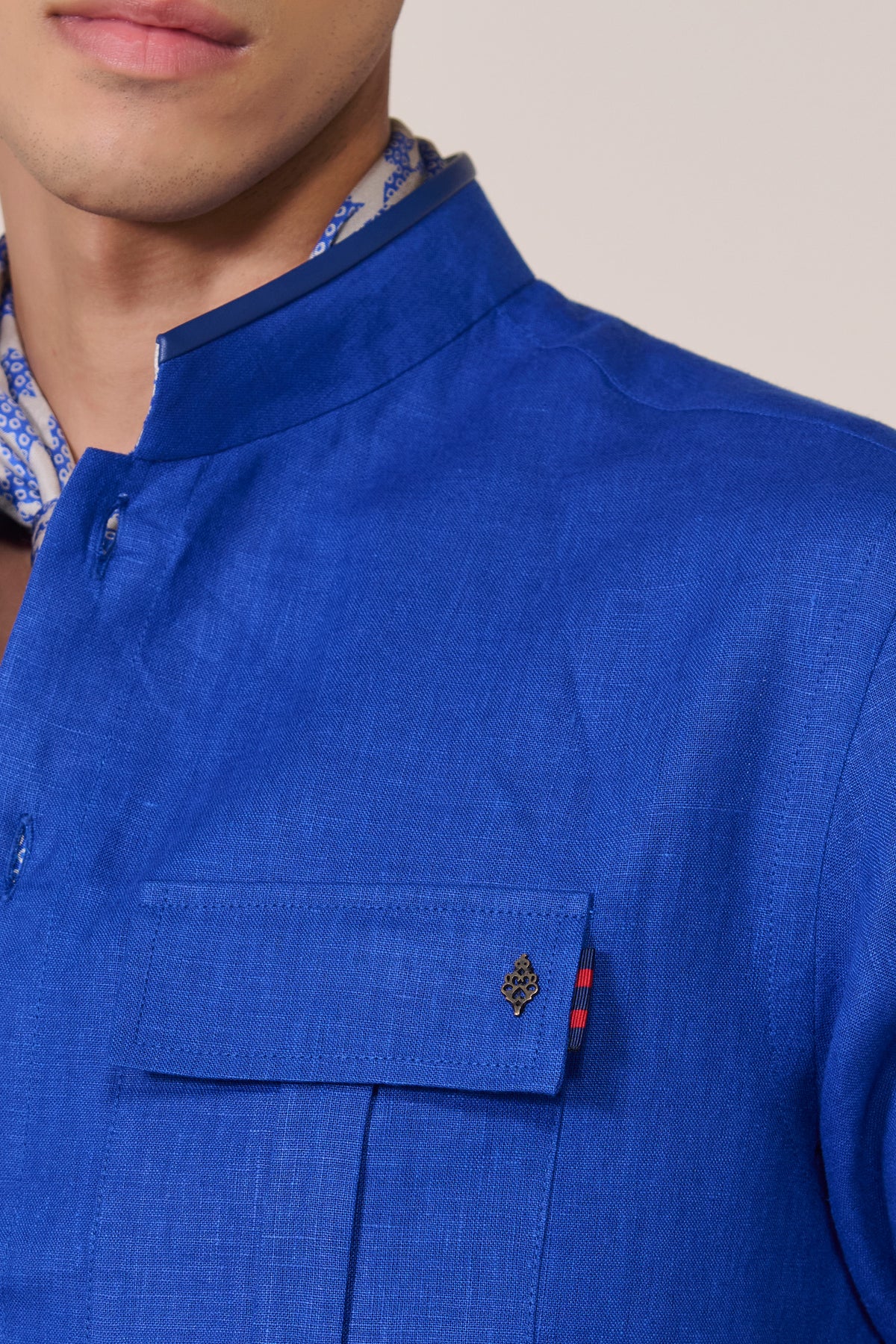 Racer Blue Utility Linen Shirt