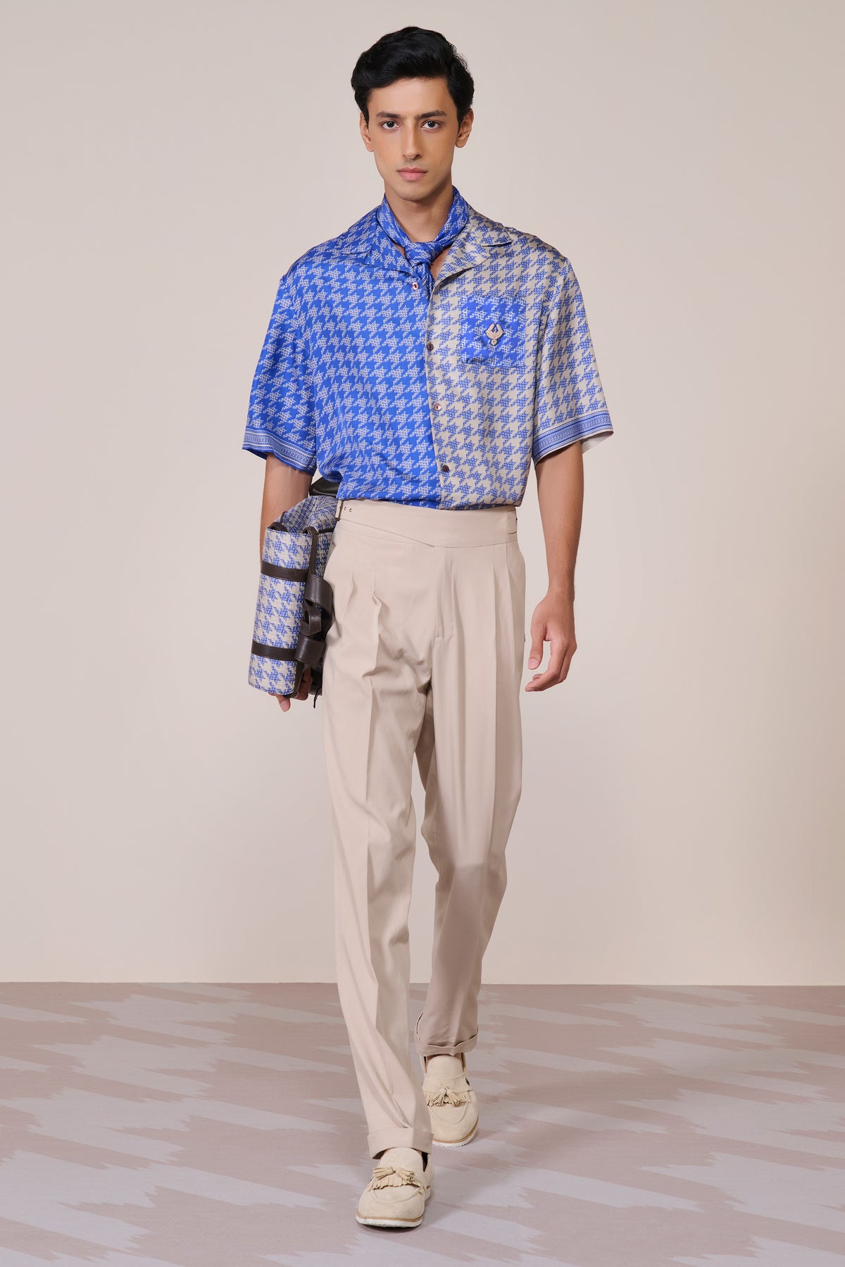 Blue Houndstooth Printed Shirt