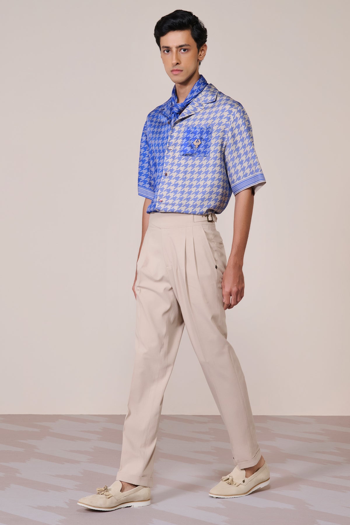 Blue Houndstooth Printed Shirt