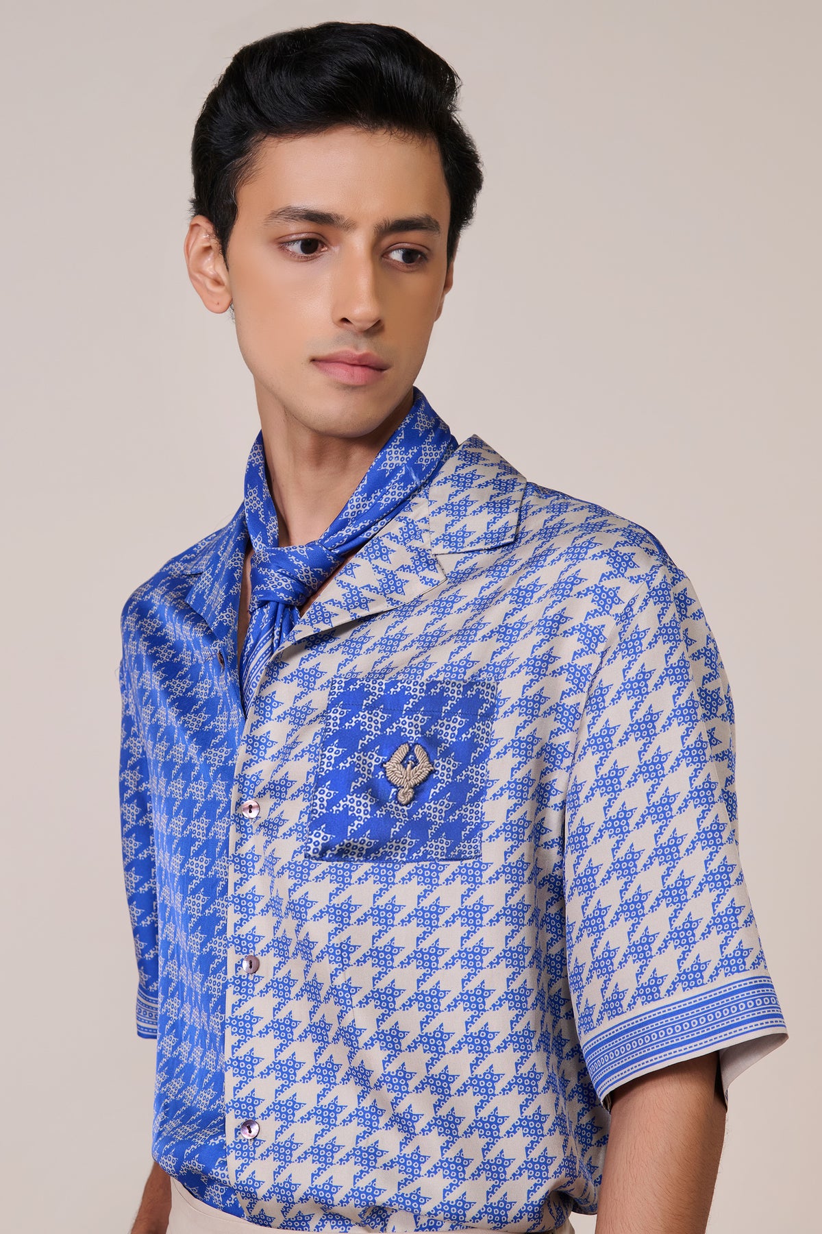 Blue Houndstooth Printed Shirt