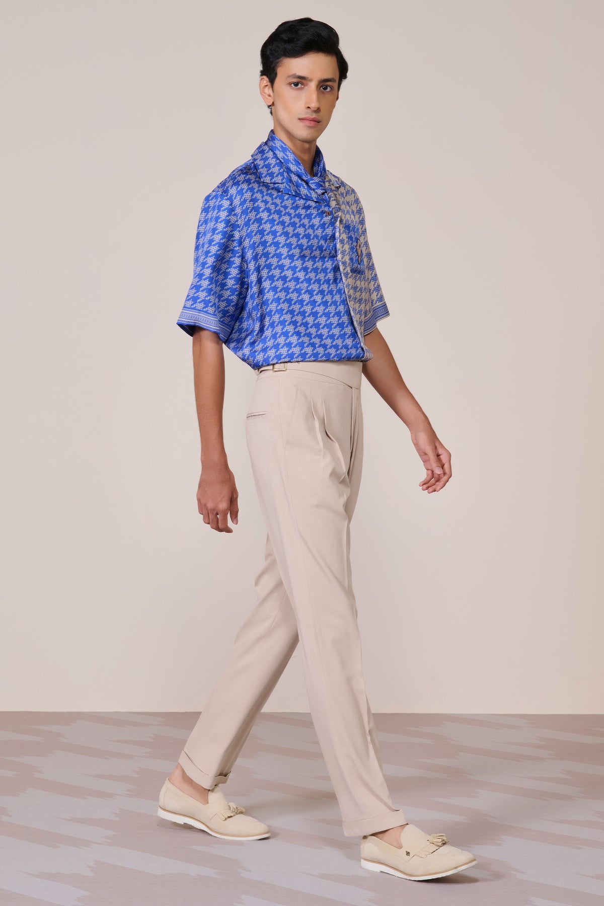 Blue Houndstooth Printed Shirt