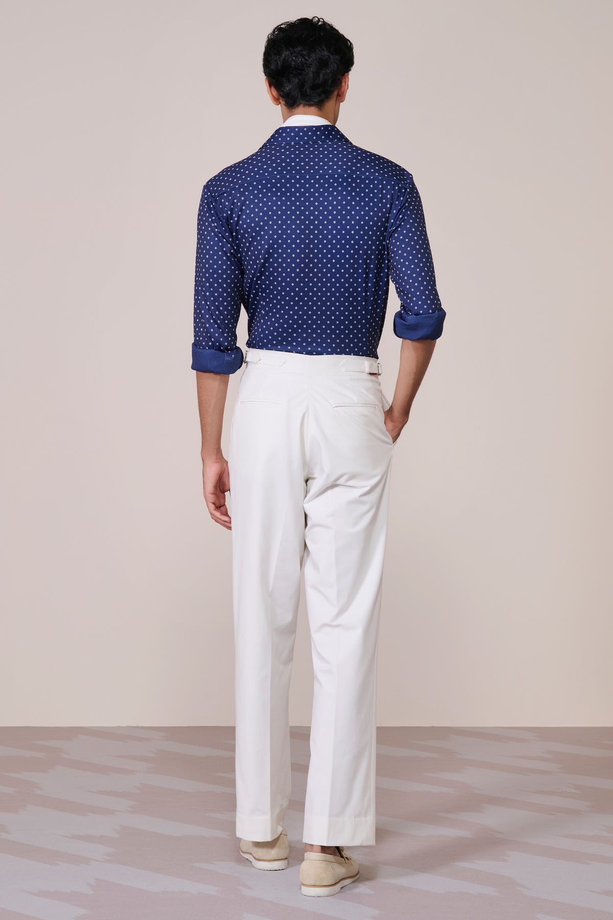 Navy Print Poly Jersey Shirt