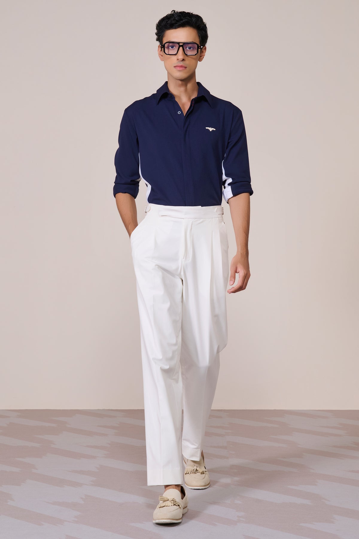Navy Colour Block Shirt